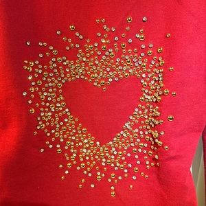 Juicy Couture zip up hoodie sweatshirt, rhinestones heart design. Red. Sz large